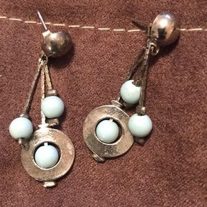 Silver and turquoise dangling earrings